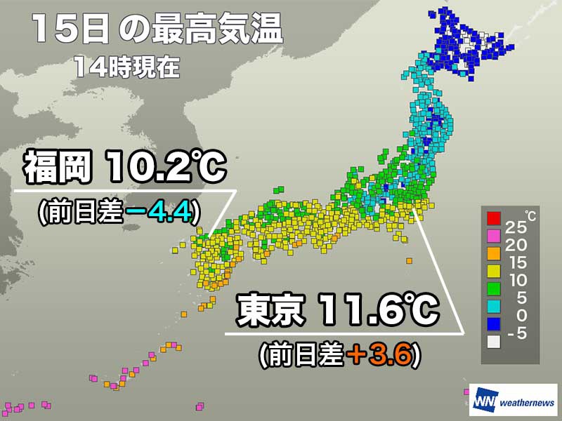 東京は6日ぶりに10 超える 明日は西日本で寒さ厳しい ウェザーニュース