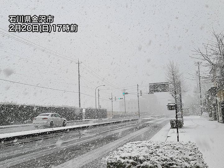 金沢市は瞬く間に積雪状態 北陸で局地的に激しい雪 - ウェザーニュース