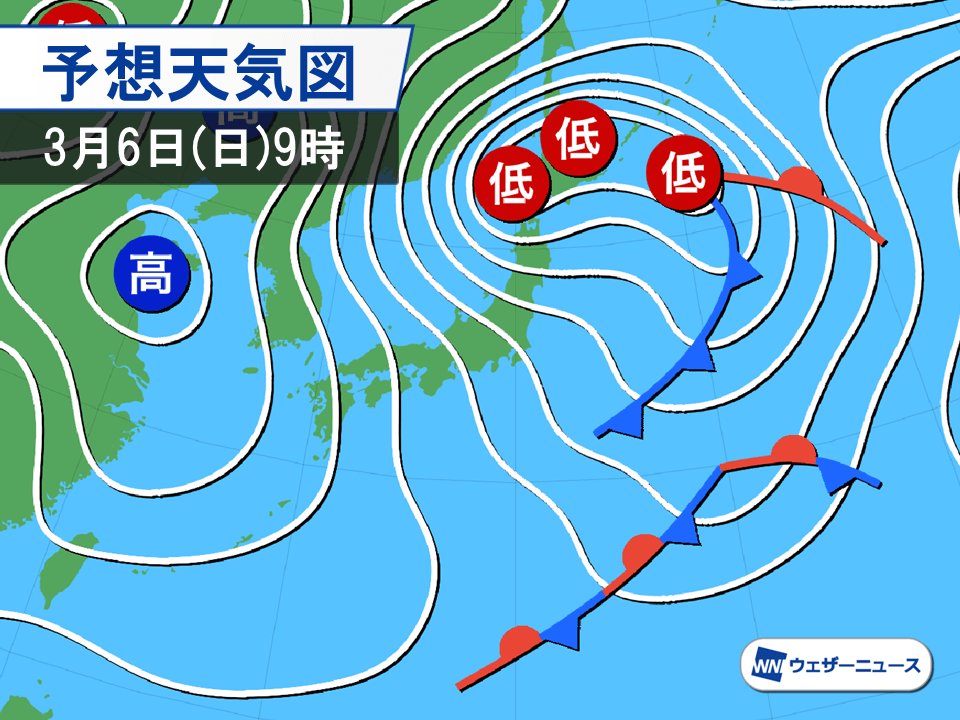 明日3月6日 日 の天気 北日本や北陸は大雪警戒 関東以西は気温上がらず ウェザーニュース