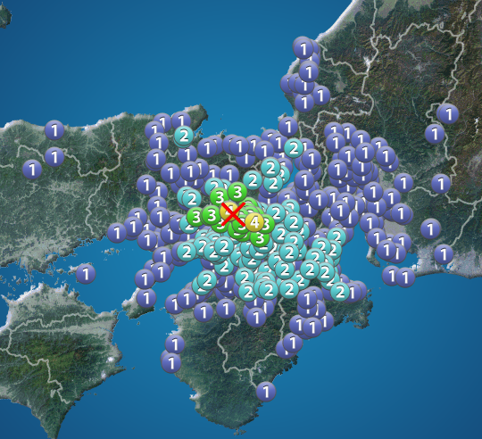 京都府南部で地震 京都市 亀岡市で震度4を観測 ウェザーニュース