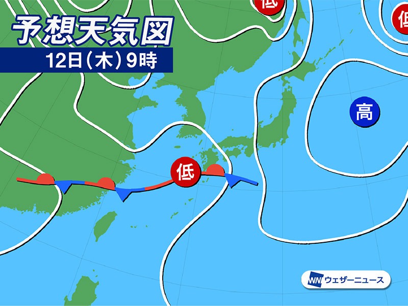明日5月12日 木 の天気 西日本は局地的に激しい雨 関東も次第に雨が降り出す ウェザーニュース 明日5月12日 木 の天気 西日本は局地的に激しい雨 関東も次第に雨が降り出す ウェザーニュース