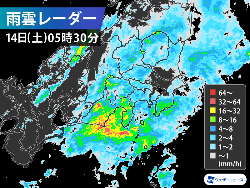 東海や関東で土砂降りの雨 静岡県には土砂災害警戒情報 ウェザーニュース