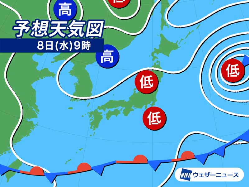 明日6月8日 水 の天気 関東など東日本は曇りや雨 西日本は日差しが届く ウェザーニュース