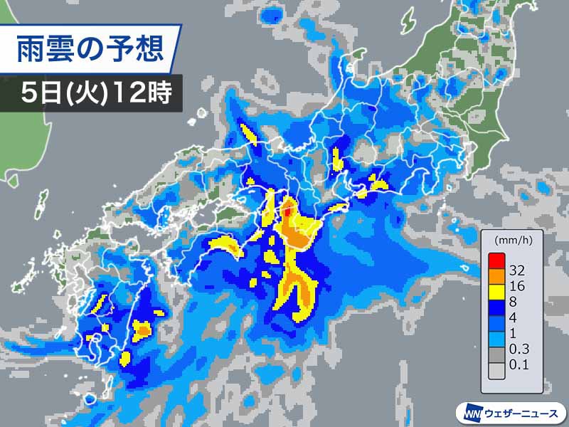 明日7月5日 火 の天気 関東より西の太平洋側は暖湿流による大雨に警戒 ウェザーニュース