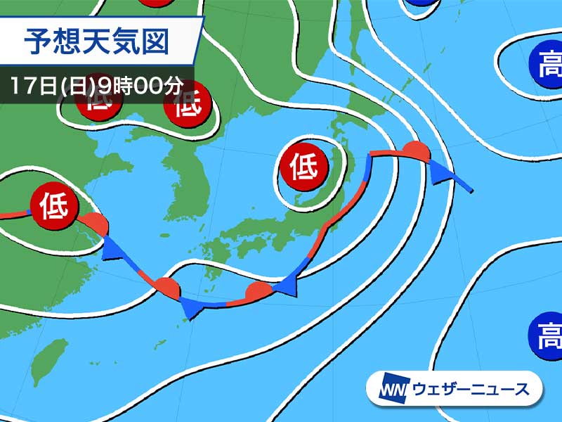 今日7月17日 日 の天気 三連休中日は関東で暑さ戻る 北日本は大雨警戒 ウェザーニュース