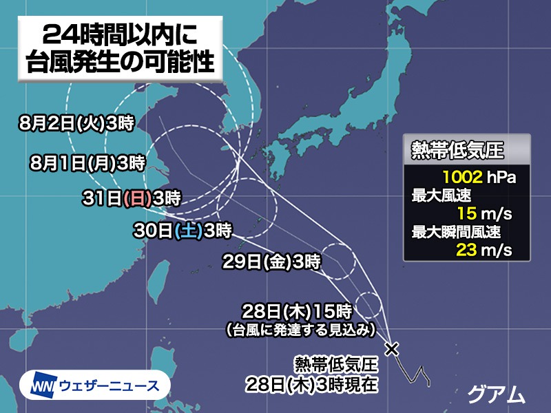 週間天気予報 天気急変や蒸し暑さに注意 熱帯低気圧から変わる台風の動向も注視を 7月29日 金 8月4日 木 ウェザーニュース