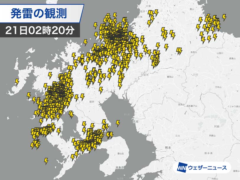 九州北部で雷雨 福岡市でも非常に激しい雨を観測 大雨警報発表