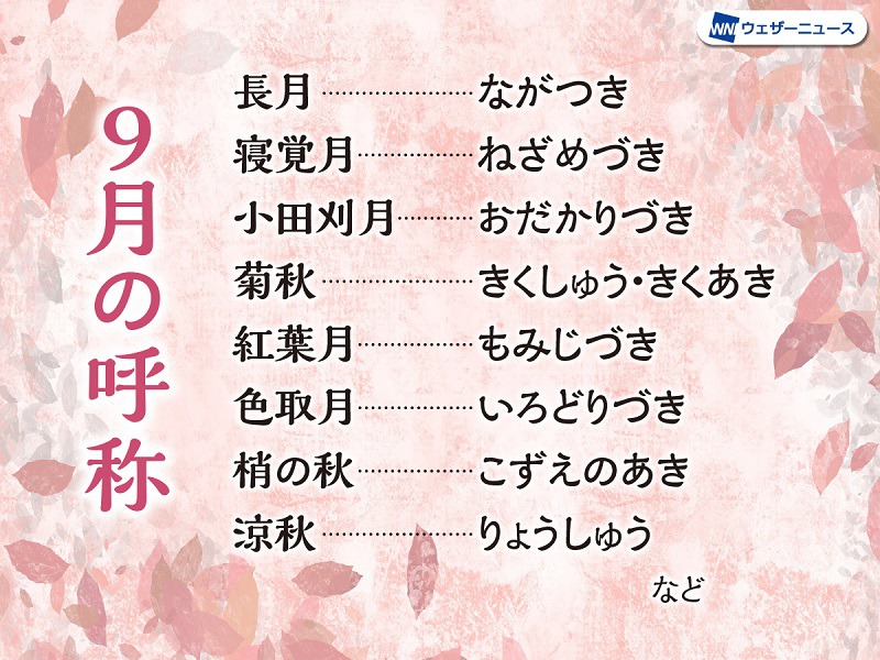 9月は「長月」、何が“長い月”なの？ 9月の異称 - ウェザーニュース