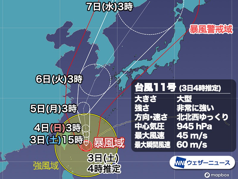 今日9月3日 土 の天気 本州付近に秋雨前線が停滞 沖縄は台風に厳重警戒 ウェザーニュース