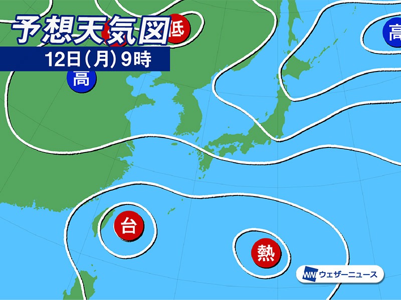 今日の天気 9月12日 月 西日本は残暑厳しい 関東はにわか雨の可能性 ウェザーニュース