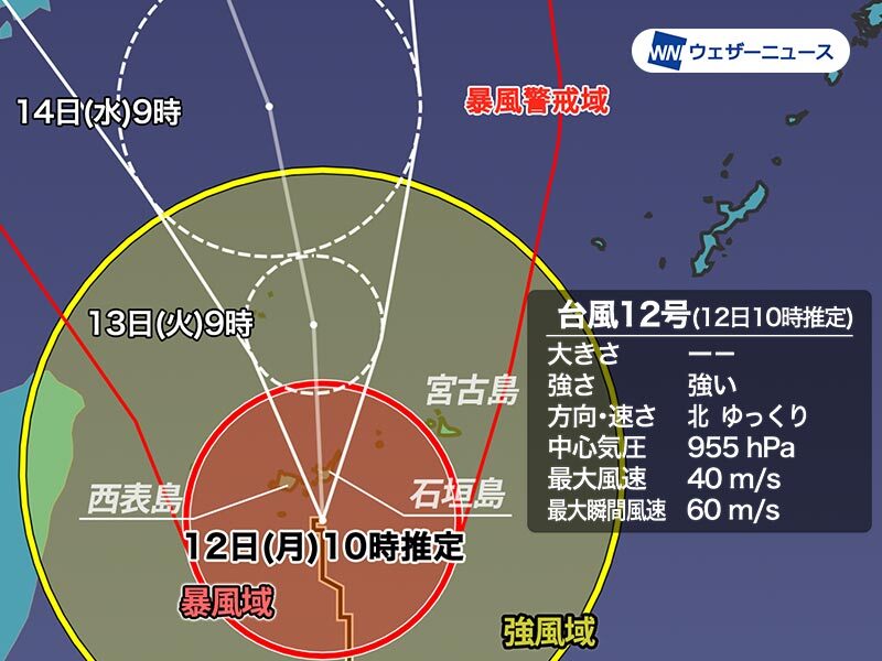 台風12号 沖縄・先島諸島は暴風雨が続く 明日にかけて荒天に厳重警戒