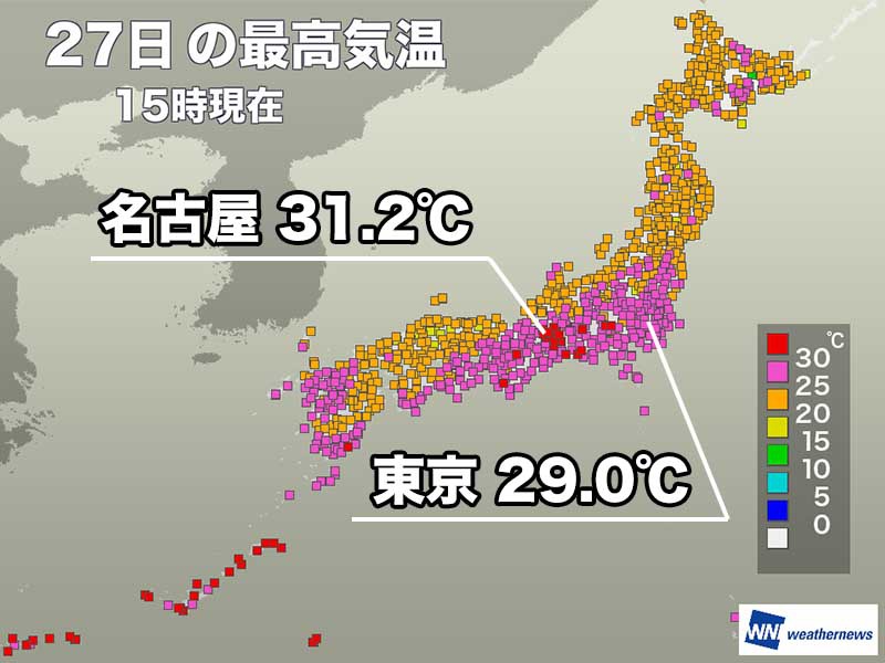 関東や東海で30 前後の暑さ 明日は真夏日の所が少ない ウェザーニュース