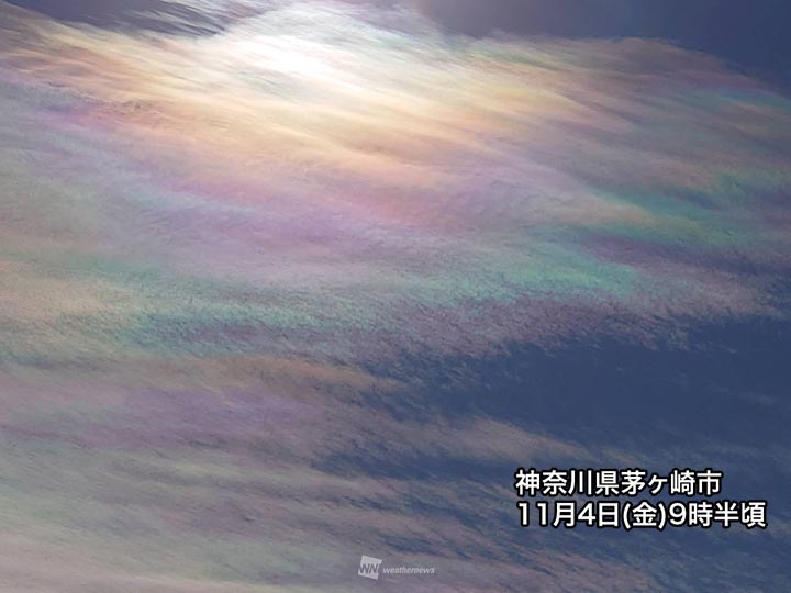 関東の空に彩雲出現 午後は雲が増えてにわか雨も - ウェザーニュース