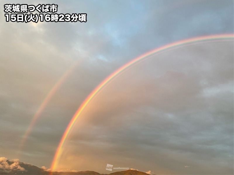 関東で二重の虹が出現 一部では 過剰虹 も ウェザーニュース