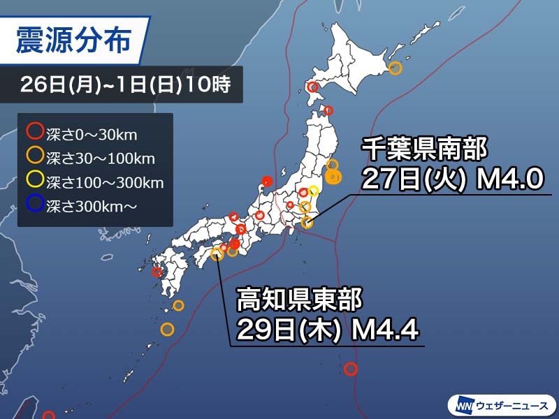 Weekly information about earthquakes 2023.1.1 Seismic activity is relatively quiet at the end of the year, seismic intensity 3 in East Kochi Prefecture – Weather News