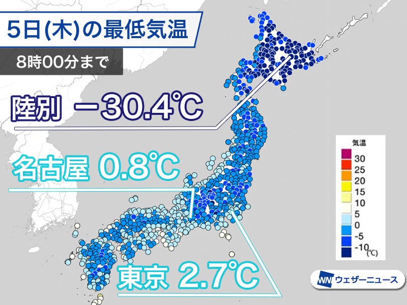 関東から九州でも寒い朝に 北海道の陸別ではー30 4 観測 ウェザーニュース