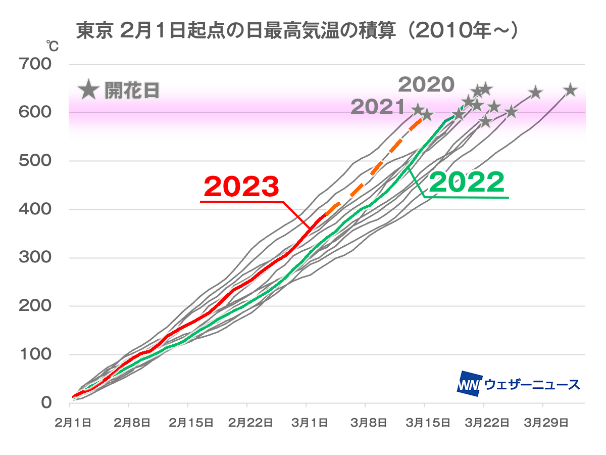 開花の時期の目安がわかる 東京の桜「600℃の法則」とは - ウェザーニュース