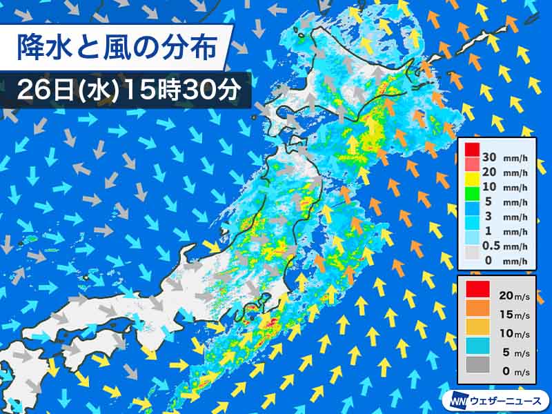 関東は所々で雨雲が発達 北日本は引き続き強い雨、風に注意 ウェザーニュース 5433