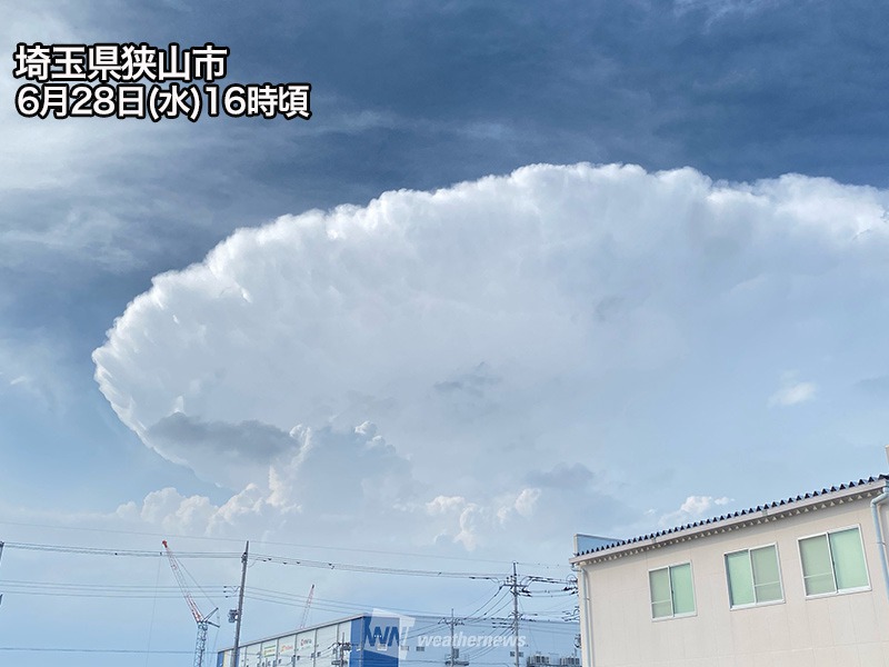 関東北部でかなとこ雲が出現 ゲリラ雷雨に注意 - ウェザーニュース