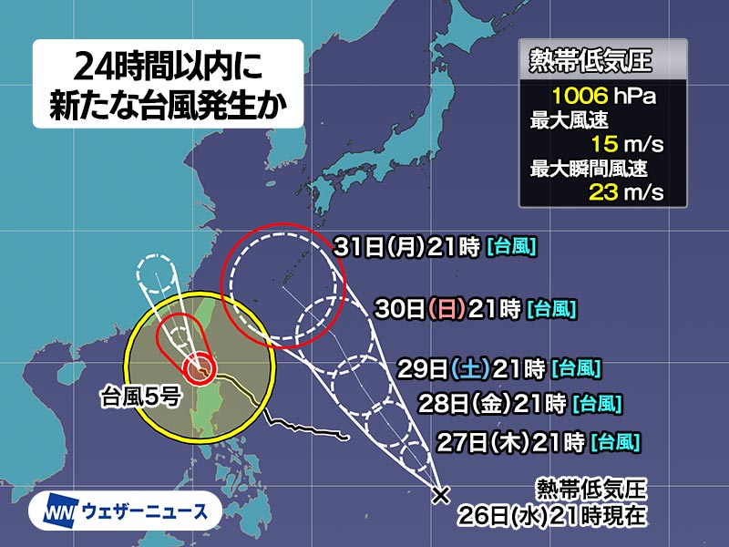 新たな台風発生の可能性 次に発生すると“台風6号” 進路に注意 ...