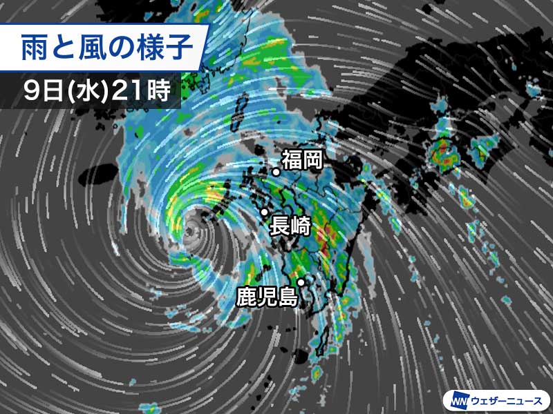 台風6号 宮崎県で1時間100mm近い猛烈な雨 夜間の土砂災害に警戒