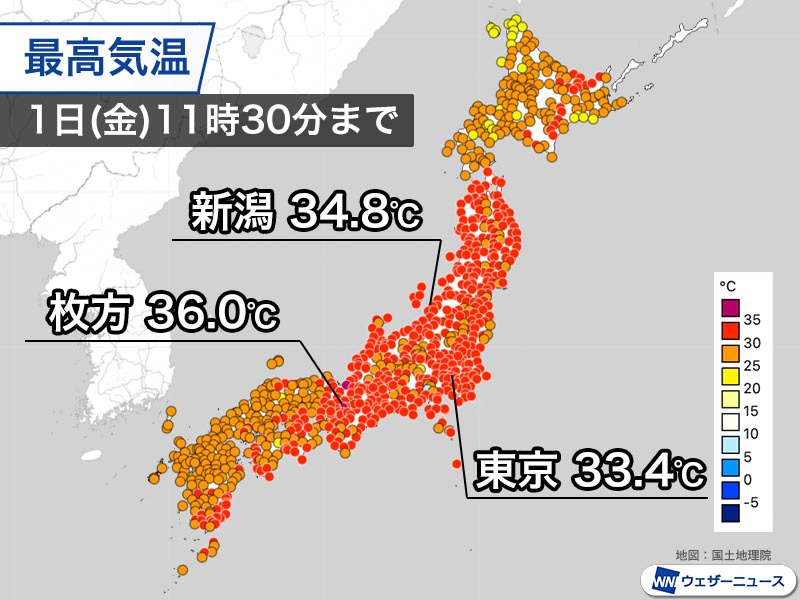 9月スタートも近畿から関東、東北で猛暑 東京の真夏日日数は年間最多
