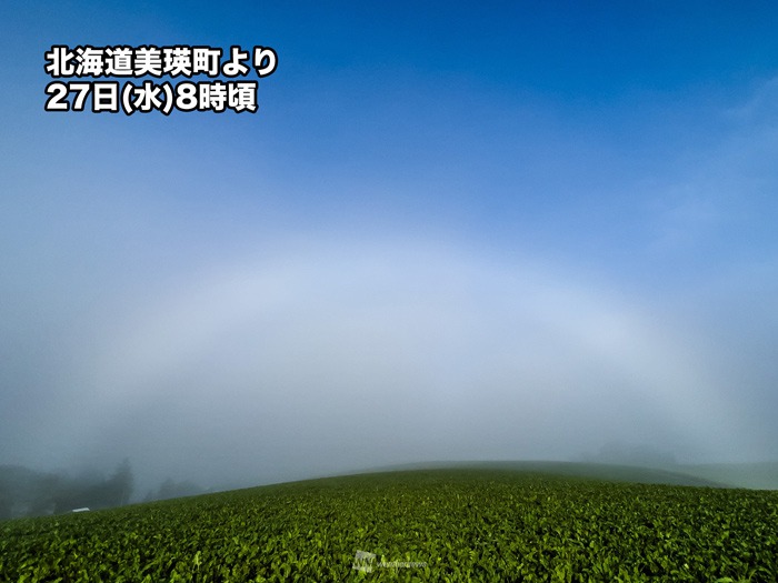 白い虹が出現 朝の霧が解消して晴れるサイン 北海道・美瑛 - ウェザー