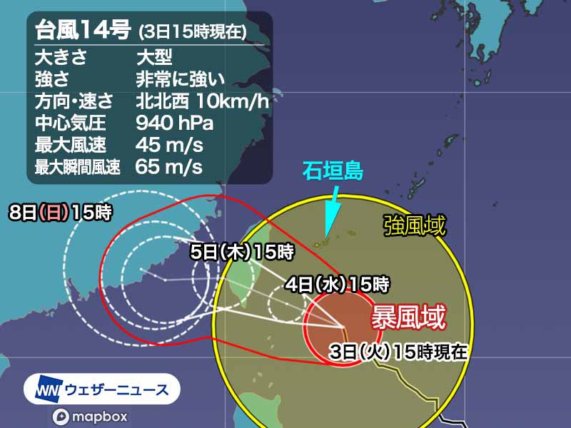 Typhoon No. 14 (Koinu) Updates: Strong Winds and High Waves in Sakishima Islands