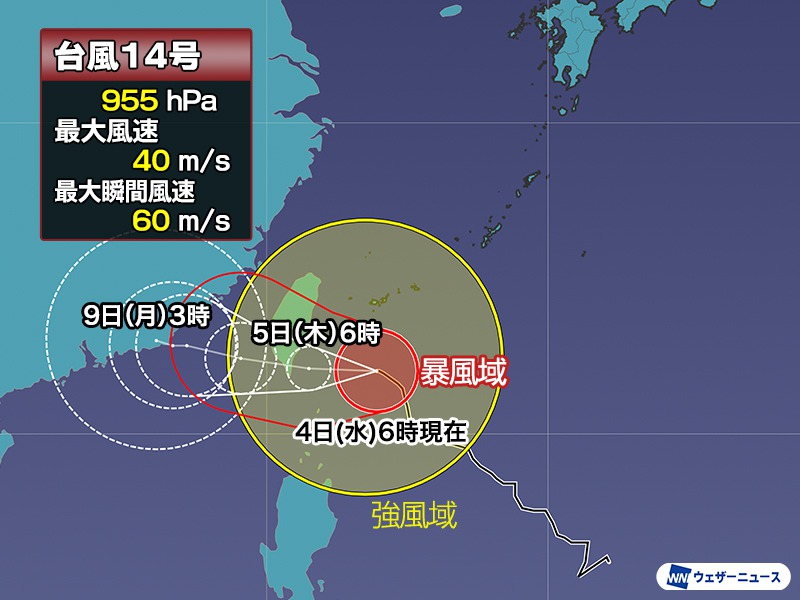 Typhoon No. 14 (Koinu): Sakishima Islands on Alert for High Waves and Strong Winds