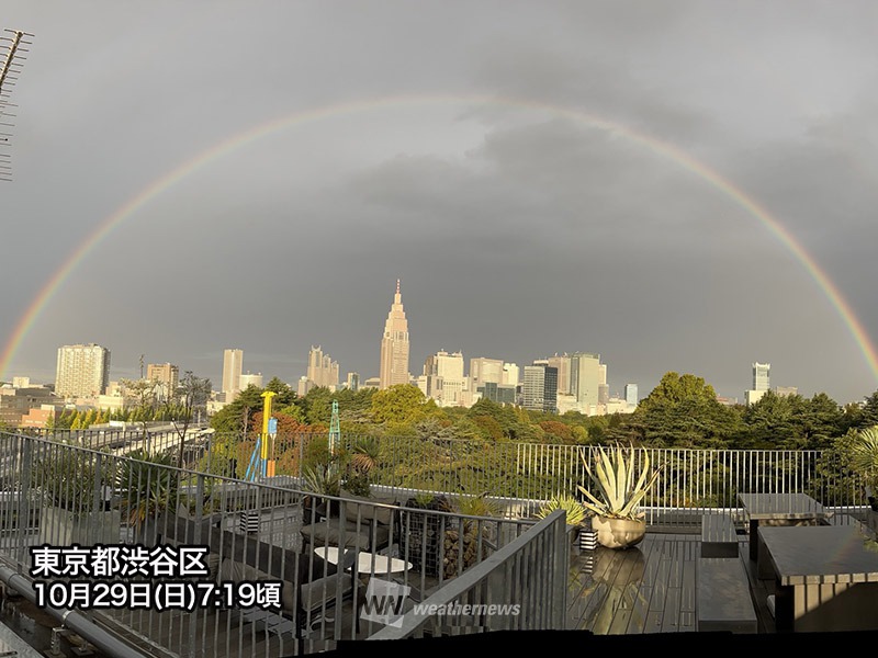 関東南部で朝虹 ダブルレインボーも出現 次第に天気回復へ - ウェザー