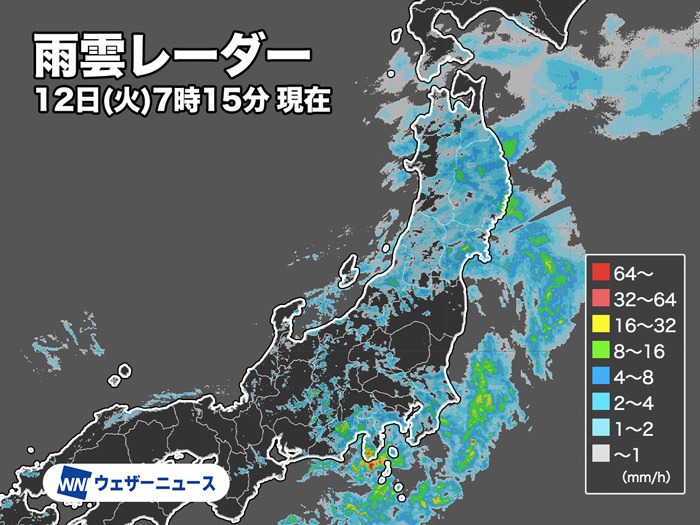 関東など通勤時間帯は本降りの雨 強風による横殴りの雨にも注意