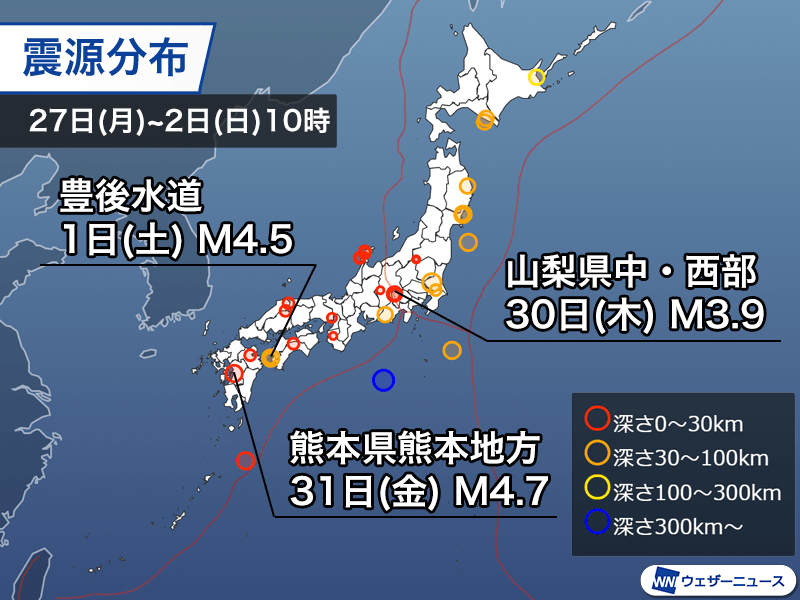 Weekly earthquake data 2024.6.2 Seismic depth 4 centered in Kumamoto space, Kumamoto Prefecture, for the primary time in two years