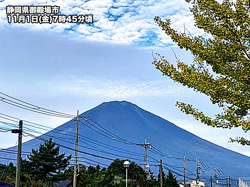 富士山は11月に入っても初冠雪なし 寒気が入る三連休明けはチャンスも - ウェザーニュース