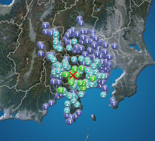 山梨県東部・富士五湖でM4.6の地震 神奈川・静岡・山梨で震度3 津波の心配なし