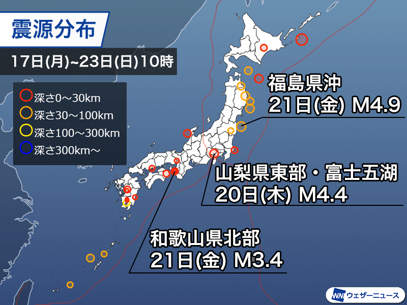 週刊地震情報 2025.2.23 富士山近くで最大震度3の地震 過去にはM6クラスも発生
