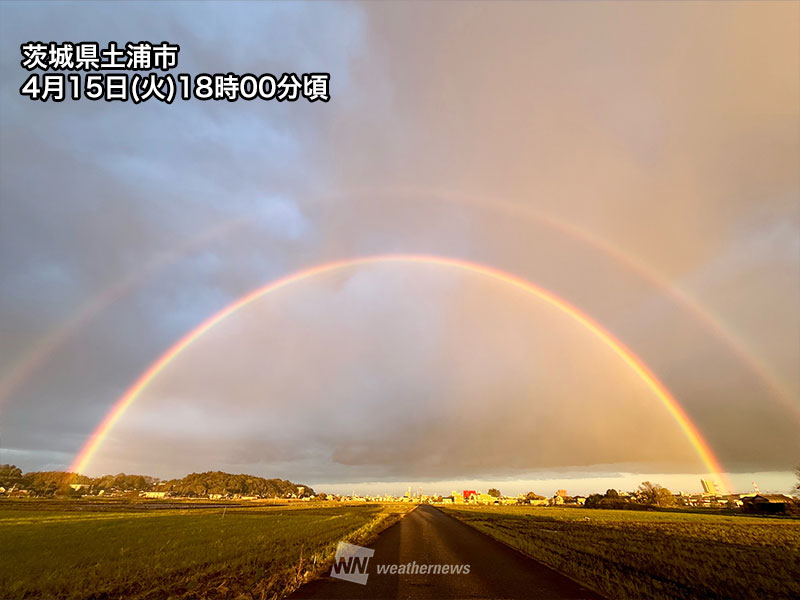 かごの中の太陽　ダブルレインボウ　1枚 関東で虹が出現 ダブルレインボーのところも