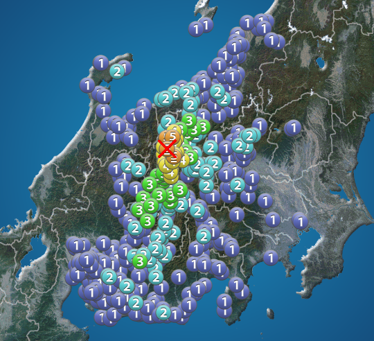 長野県北部でM5.0の地震 最大震度5弱 津波の心配なし