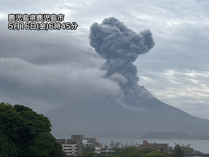 鹿児島県・桜島 昨日から噴火が頻発 空振を伴う爆発も