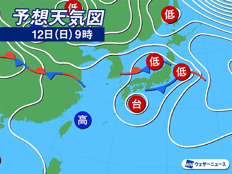 今日10月12日(日)の天気予報 九州など夏のような暑さ続く 関東は日差し