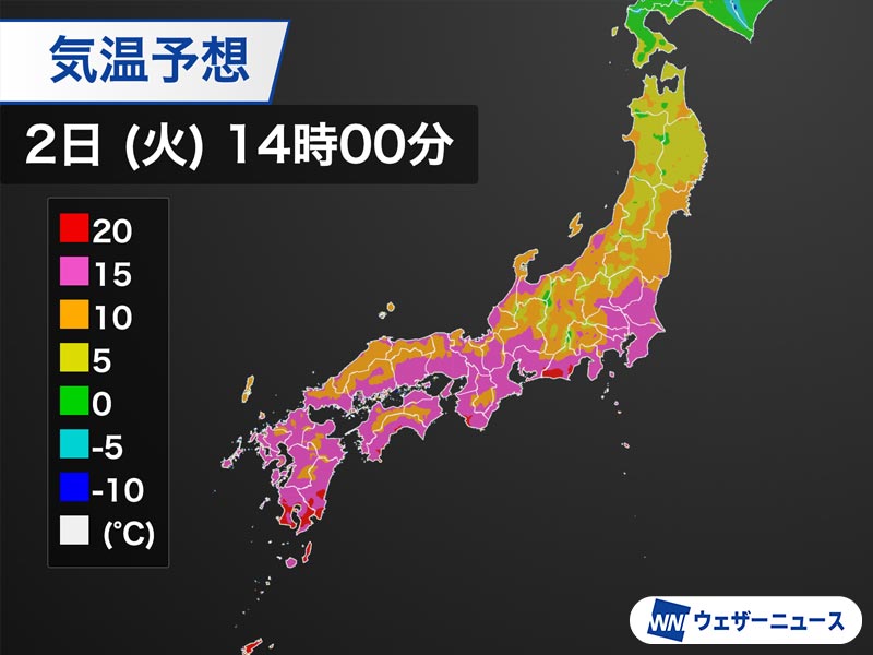 今日12月2日(火)の天気予報 関東以西は日差し届く 北日本は傘の用意を