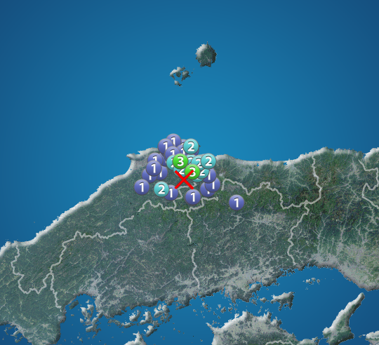 島根県東部でM3.9の地震 最大震度3 津波の心配なし - ウェザーニュース