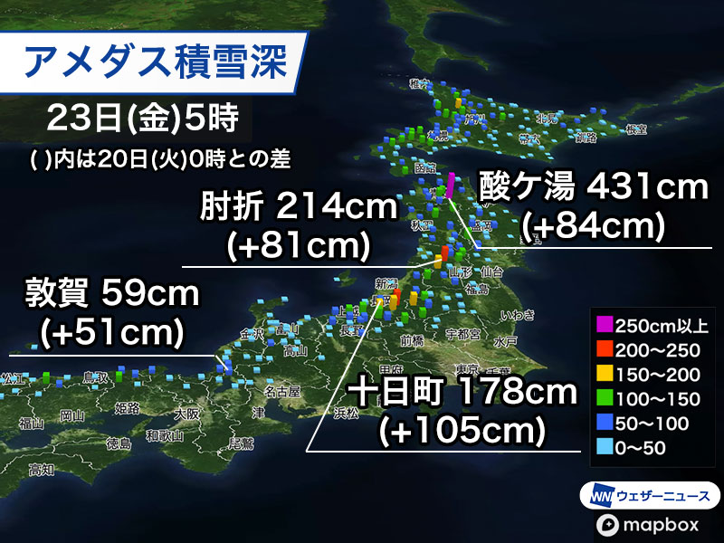 今夜から寒波後半戦の大雪に警戒 新たに1m超の積雪予想も
