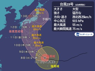 各国の台風予測モデルを徹底分析 都市型の大規模災害の可能性 東京は47 8日発表 ウェザーニュース