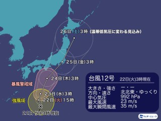 台風12号情報 大きい予報円 進路により大雨のエリアに変化も ウェザーニュース