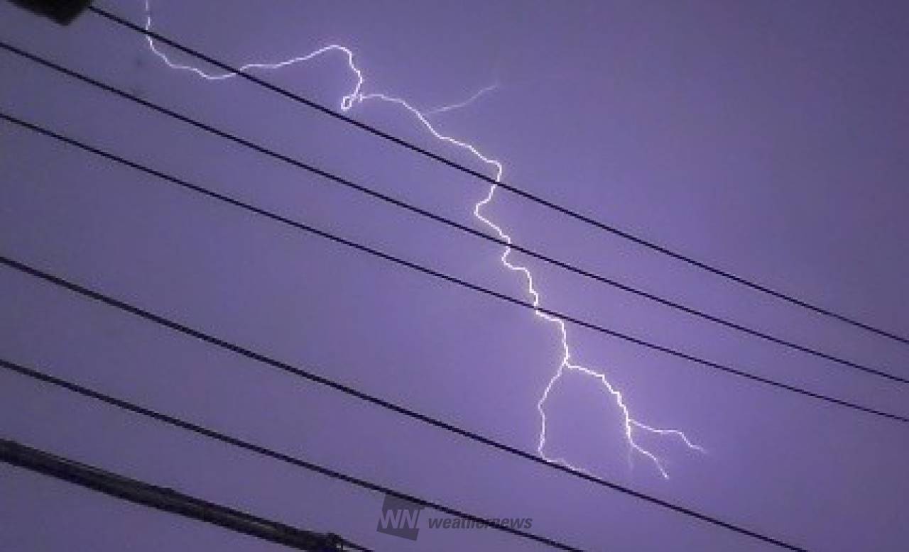 西の空の稲妻⚡ 雨脚は弱まってきましたが | 東京都足立区 | そふとぐりぃ〜ん | ウェザーニュース